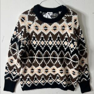 NWT THE DROP VALERIA FAIR ISLE‎ BLACK/CHOCOLATE WINTER WARM SWEATER SIZE XXL
